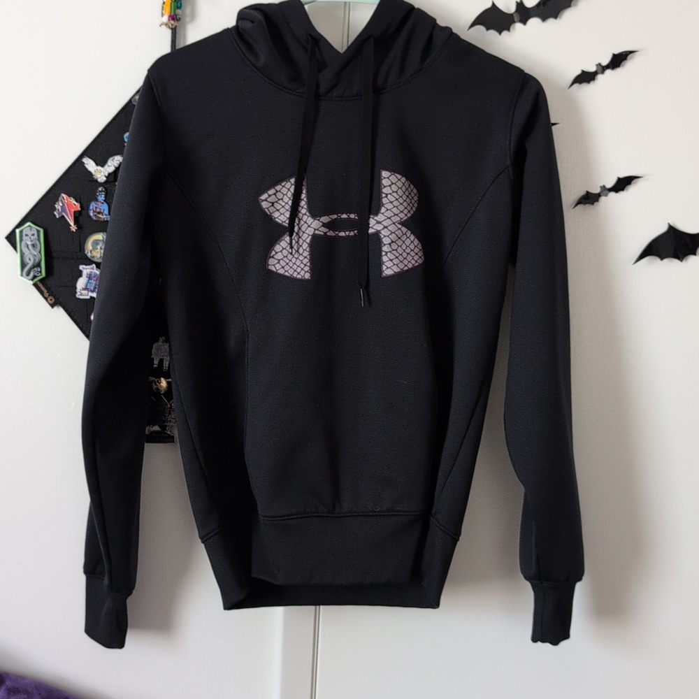 Under Armour Cold Gear Black Hoodie with Purple Snake Print Logo
